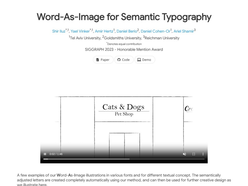 Word-As-Image for Semantic Typography
